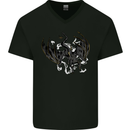 Moodolf Funny Rudolf Christmas Cow Mens V-Neck Cotton T-Shirt Black