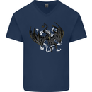 Moodolf Funny Rudolf Christmas Cow Mens V-Neck Cotton T-Shirt Navy Blue