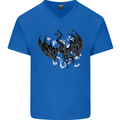 Moodolf Funny Rudolf Christmas Cow Mens V-Neck Cotton T-Shirt Royal Blue