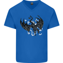 Moodolf Funny Rudolf Christmas Cow Mens V-Neck Cotton T-Shirt Royal Blue