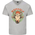 Moodolf Funny Rudolf Christmas Cow Mens V-Neck Cotton T-Shirt Sports Grey