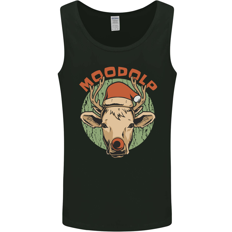 Moodolf Funny Rudolf Christmas Cow Mens Vest Tank Top Black