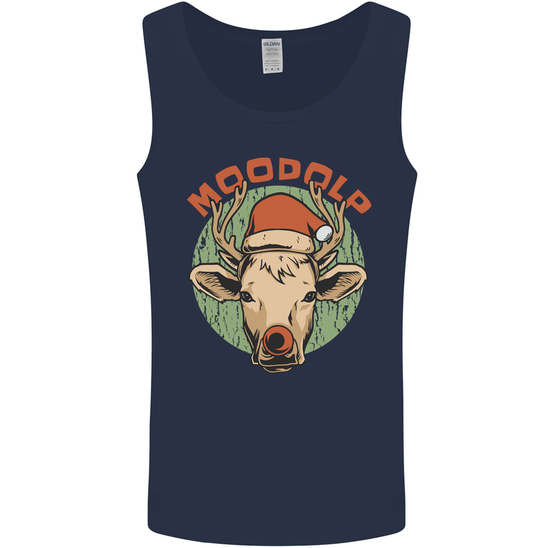 Moodolf Funny Rudolf Christmas Cow Mens Vest Tank Top Navy Blue