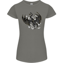 Moodolf Funny Rudolf Christmas Cow Womens Petite Cut T-Shirt Charcoal