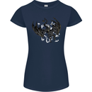 Moodolf Funny Rudolf Christmas Cow Womens Petite Cut T-Shirt Navy Blue