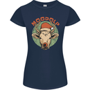 Moodolf Funny Rudolf Christmas Cow Womens Petite Cut T-Shirt Navy Blue