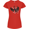 Moodolf Funny Rudolf Christmas Cow Womens Petite Cut T-Shirt Red