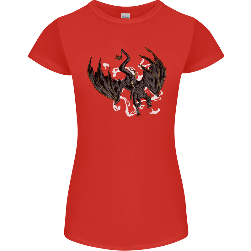Moodolf Funny Rudolf Christmas Cow Womens Petite Cut T-Shirt Red