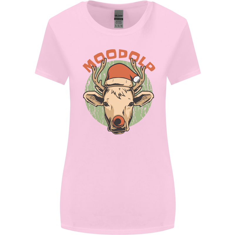 Moodolf Funny Rudolf Christmas Cow Womens Wider Cut T-Shirt Light Pink