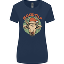 Moodolf Funny Rudolf Christmas Cow Womens Wider Cut T-Shirt Navy Blue