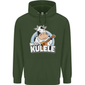 Mookulele Funny Cow Playing Ukulele Guitar Childrens Kids Hoodie Forest Green