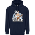 Mookulele Funny Cow Playing Ukulele Guitar Childrens Kids Hoodie Navy Blue