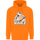 Mookulele Funny Cow Playing Ukulele Guitar Childrens Kids Hoodie Orange