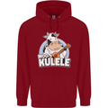 Mookulele Funny Cow Playing Ukulele Guitar Childrens Kids Hoodie Red