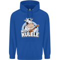Mookulele Funny Cow Playing Ukulele Guitar Childrens Kids Hoodie Royal Blue