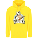 Mookulele Funny Cow Playing Ukulele Guitar Childrens Kids Hoodie Yellow
