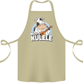 Mookulele Funny Cow Playing Ukulele Guitar Cotton Apron 100% Organic Khaki