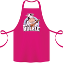 Mookulele Funny Cow Playing Ukulele Guitar Cotton Apron 100% Organic Pink