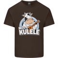 Mookulele Funny Cow Playing Ukulele Guitar Kids T-Shirt Childrens Chocolate