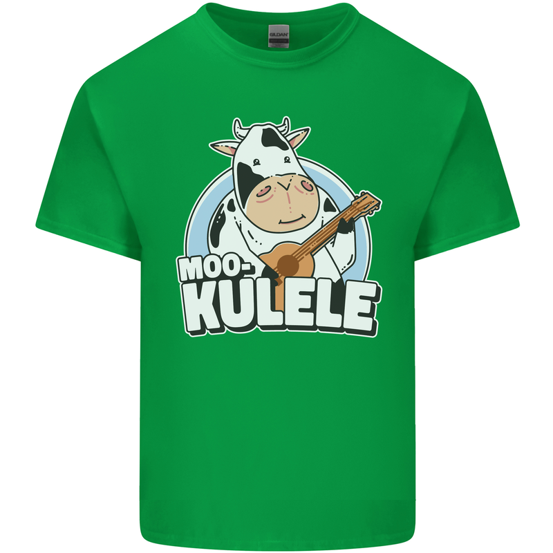 Mookulele Funny Cow Playing Ukulele Guitar Kids T-Shirt Childrens Irish Green
