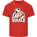 Mookulele Funny Cow Playing Ukulele Guitar Kids T-Shirt Childrens Red