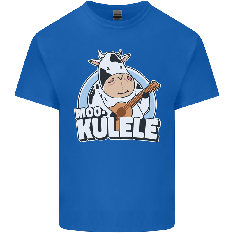 Mookulele Funny Cow Playing Ukulele Guitar Kids T-Shirt Childrens Royal Blue
