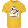 Mookulele Funny Cow Playing Ukulele Guitar Kids T-Shirt Childrens Yellow