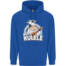 Mookulele Funny Cow Playing Ukulele Guitar Mens 80% Cotton Hoodie Royal Blue