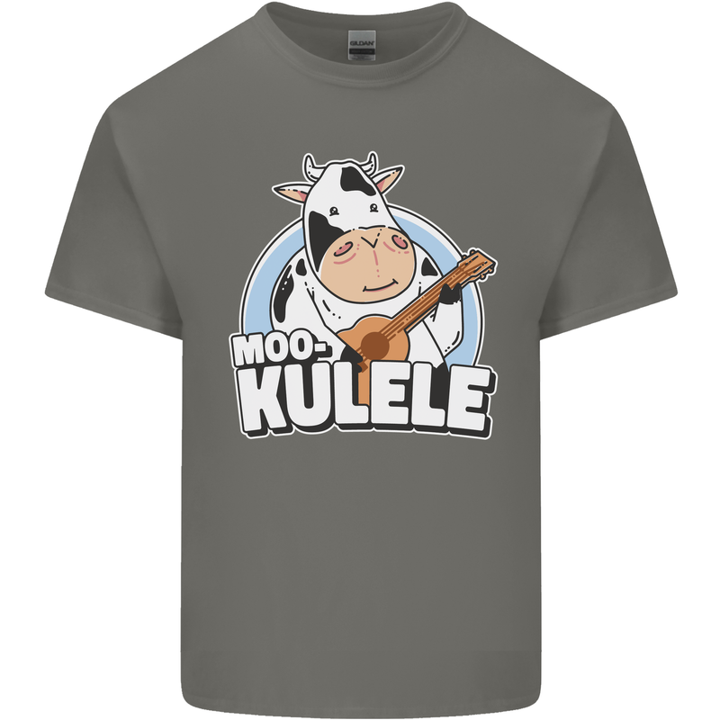 Mookulele Funny Cow Playing Ukulele Guitar Mens Cotton T-Shirt Tee Top Charcoal