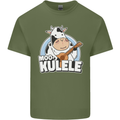 Mookulele Funny Cow Playing Ukulele Guitar Mens Cotton T-Shirt Tee Top Military Green