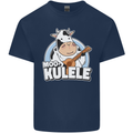 Mookulele Funny Cow Playing Ukulele Guitar Mens Cotton T-Shirt Tee Top Navy Blue