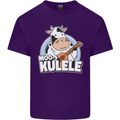 Mookulele Funny Cow Playing Ukulele Guitar Mens Cotton T-Shirt Tee Top Purple