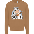 Mookulele Funny Cow Playing Ukulele Guitar Mens Sweatshirt Jumper Caramel Latte