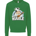 Mookulele Funny Cow Playing Ukulele Guitar Mens Sweatshirt Jumper Irish Green