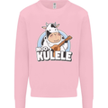 Mookulele Funny Cow Playing Ukulele Guitar Mens Sweatshirt Jumper Light Pink