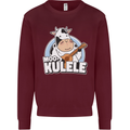 Mookulele Funny Cow Playing Ukulele Guitar Mens Sweatshirt Jumper Maroon