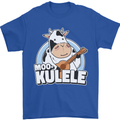 Mookulele Funny Cow Playing Ukulele Guitar Mens T-Shirt Cotton Gildan Royal Blue