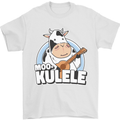 Mookulele Funny Cow Playing Ukulele Guitar Mens T-Shirt Cotton Gildan White