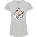 Mookulele Funny Cow Playing Ukulele Guitar Womens Petite Cut T-Shirt Sports Grey