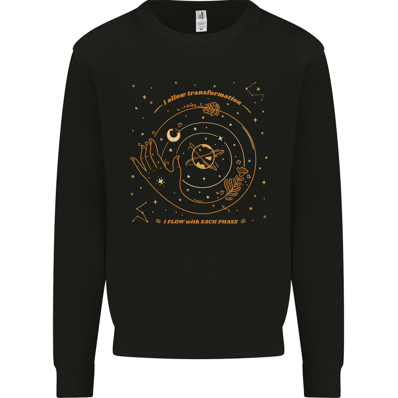 Moon Phases Celestial Pagan Kids Sweatshirt Jumper Black