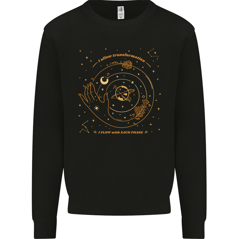 Moon Phases Celestial Pagan Mens Sweatshirt Jumper Black