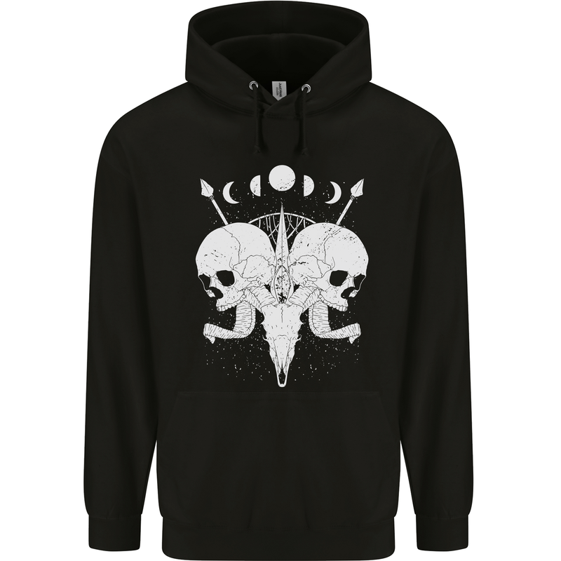 Moon Skulls Childrens Kids Hoodie Black