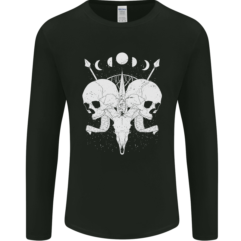 Moon Skulls Mens Long Sleeve T-Shirt Black