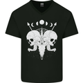 Moon Skulls Mens V-Neck Cotton T-Shirt Black