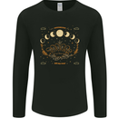 Moonbeams Moon Phases Celestial Pagan Mens Long Sleeve T-Shirt Black