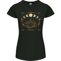 Moonbeams Moon Phases Celestial Pagan Womens Petite Cut T-Shirt Black