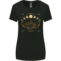 Moonbeams Moon Phases Celestial Pagan Womens Wider Cut T-Shirt Black