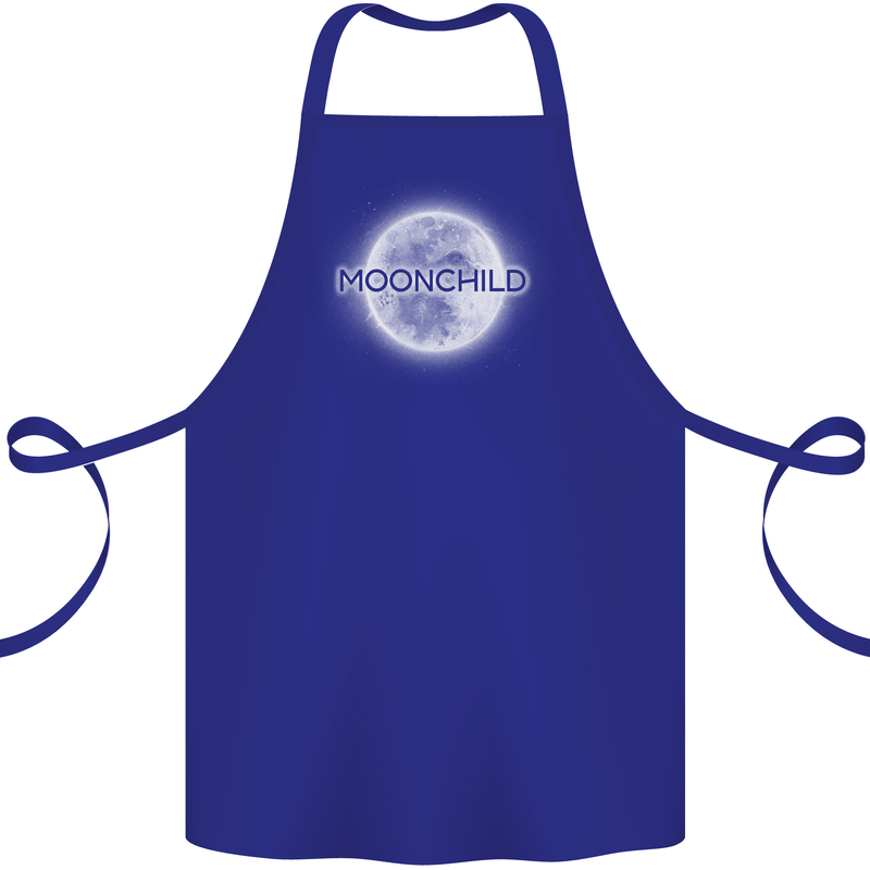 Moonchild Cancer Zodiac Cotton Apron 100% Organic Royal Blue
