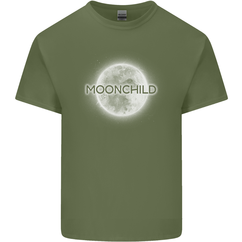 Moonchild Cancer Zodiac Mens Cotton T-Shirt Tee Top Military Green