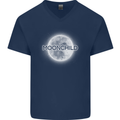 Moonchild Cancer Zodiac Mens V-Neck Cotton T-Shirt Navy Blue